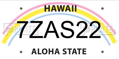 7ZAS22 Hawaii License Plate