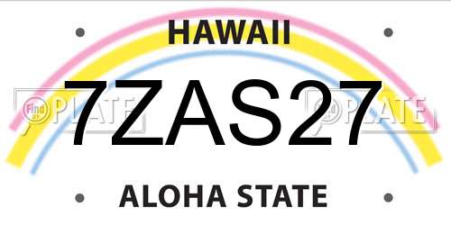 7ZAS27 Hawaii License Plate