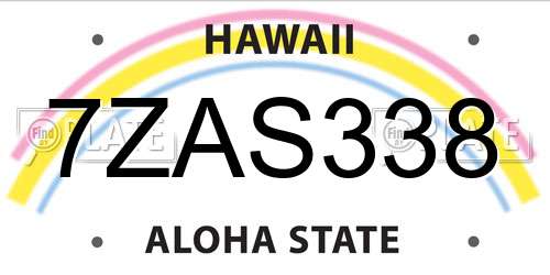 7ZAS338 Hawaii License Plate