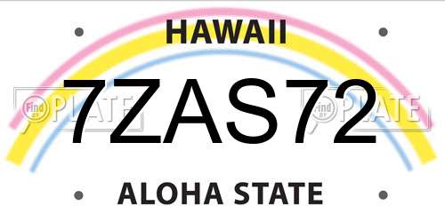 7ZAS72 Hawaii License Plate