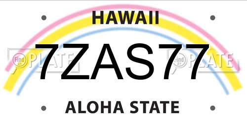 7ZAS77 Hawaii License Plate