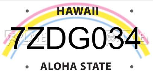 7ZDG034 Hawaii License Plate