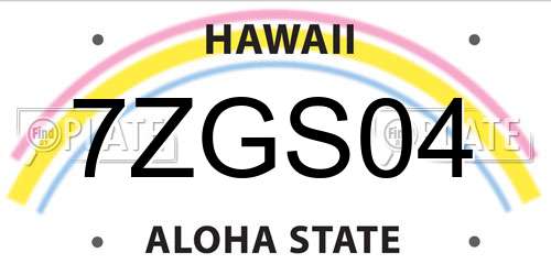 7ZGS04 Hawaii License Plate