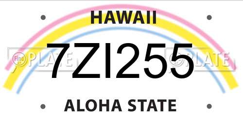 7ZI255 Hawaii License Plate