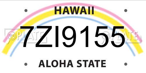 7ZI9155 Hawaii License Plate