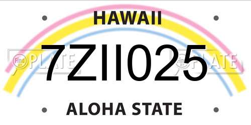 7ZII025 Hawaii License Plate