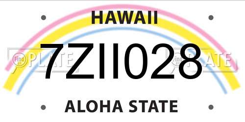 7ZII028 Hawaii License Plate