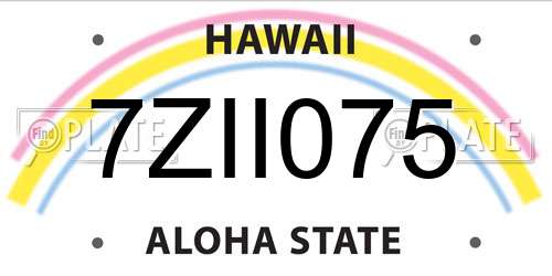 7ZII075 Hawaii License Plate