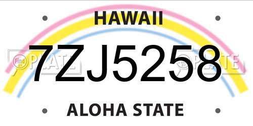 7ZJ5258 Hawaii License Plate