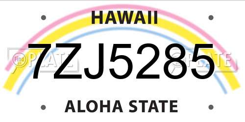 7ZJ5285 Hawaii License Plate