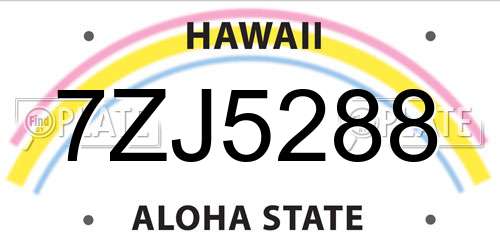 7ZJ5288 Hawaii License Plate