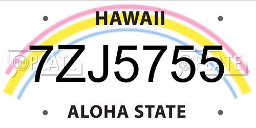 7ZJ5755 Hawaii License Plate
