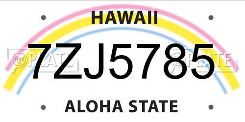 7ZJ5785 Hawaii License Plate