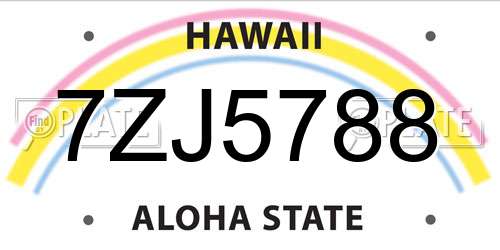 7ZJ5788 Hawaii License Plate