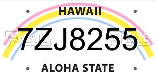 7ZJ8255 Hawaii License Plate