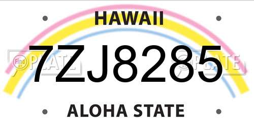 7ZJ8285 Hawaii License Plate