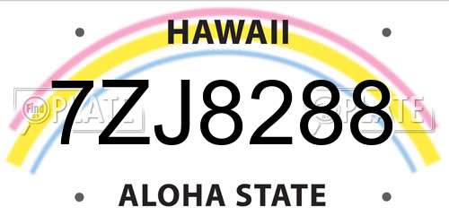7ZJ8288 Hawaii License Plate