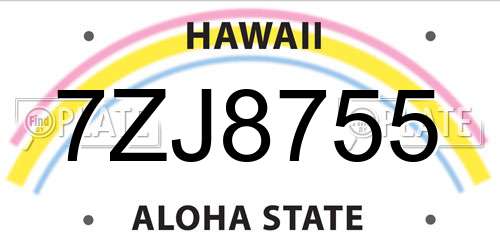 7ZJ8755 Hawaii License Plate