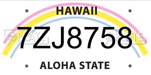 7ZJ8758 Hawaii License Plate