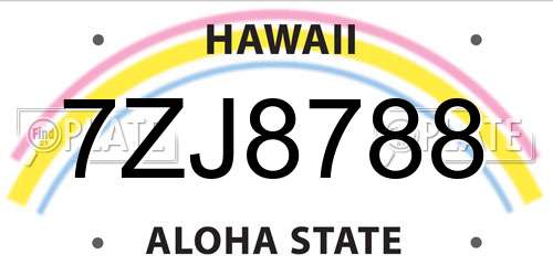 7ZJ8788 Hawaii License Plate