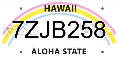 7ZJB258 Hawaii License Plate