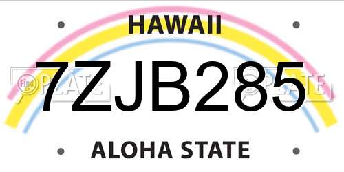 7ZJB285 Hawaii License Plate