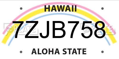 7ZJB758 Hawaii License Plate