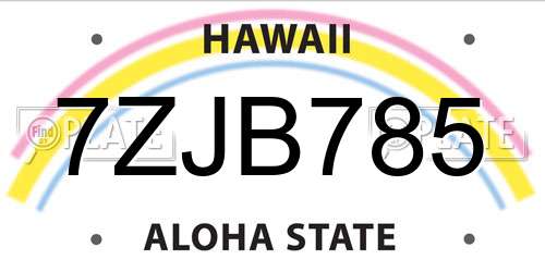 7ZJB785 Hawaii License Plate