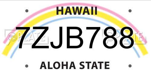 7ZJB788 Hawaii License Plate