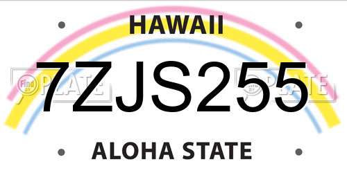 7ZJS255 Hawaii License Plate