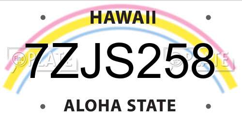 7ZJS258 Hawaii License Plate