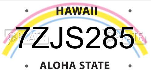 7ZJS285 Hawaii License Plate