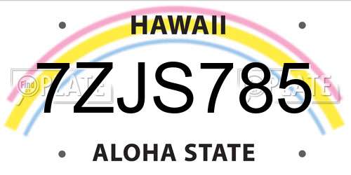 7ZJS785 Hawaii License Plate