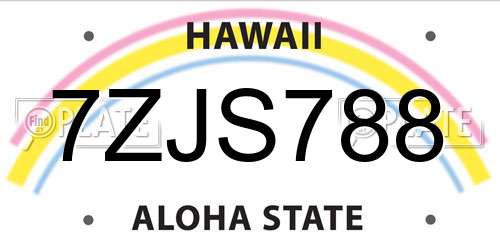 7ZJS788 Hawaii License Plate
