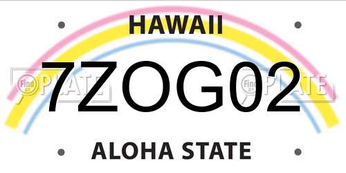 7ZOG02 Hawaii License Plate