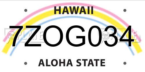7ZOG034 Hawaii License Plate