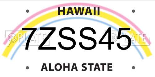 7ZSS45 Hawaii License Plate