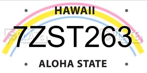 7ZST263 Hawaii License Plate