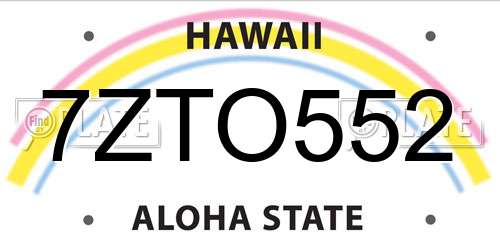 7ZTO552 Hawaii License Plate
