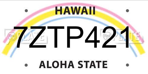 7ZTP421 Hawaii License Plate