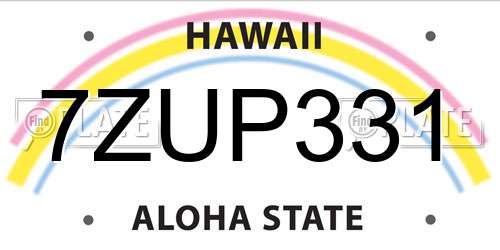7ZUP331 Hawaii License Plate