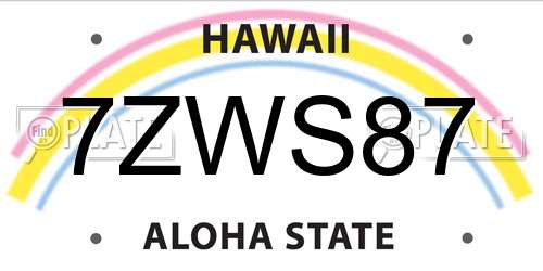 7ZWS87 Hawaii License Plate