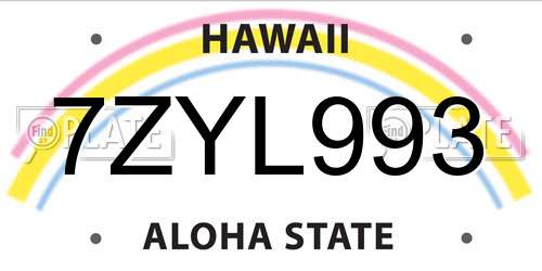 7ZYL993 Hawaii License Plate