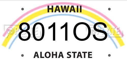 8011OS Hawaii License Plate