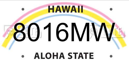 8016MW Hawaii License Plate