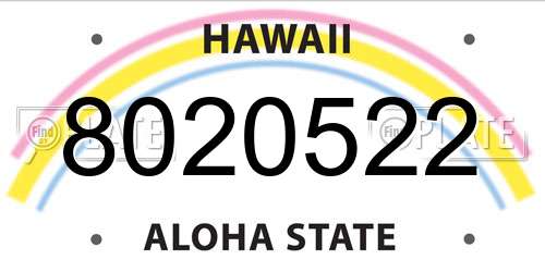 8020522 Hawaii License Plate