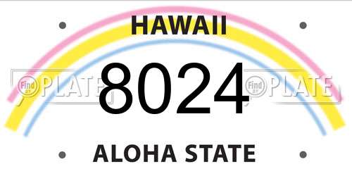8024 Hawaii License Plate