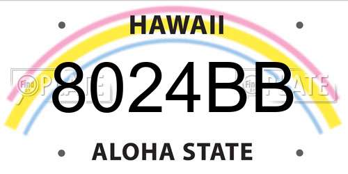8024BB Hawaii License Plate