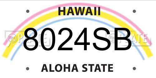 8024SB Hawaii License Plate