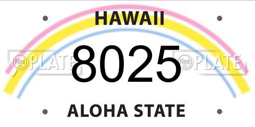 8025 Hawaii License Plate